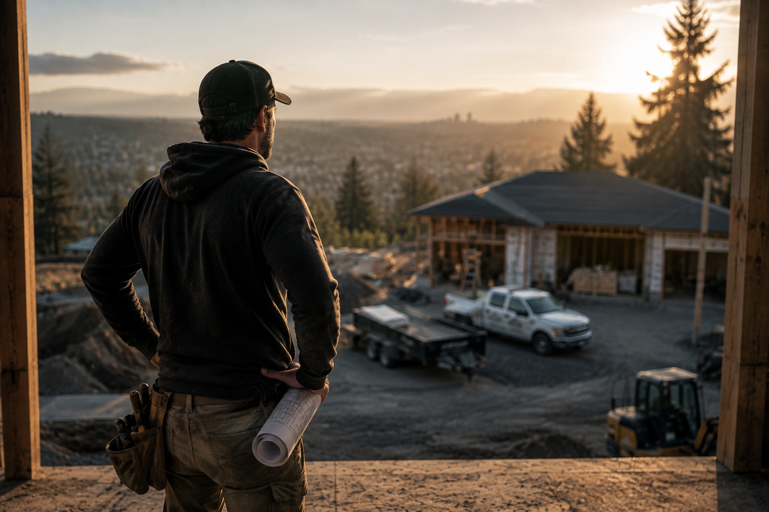 A founder watching the sunset after a long day of work